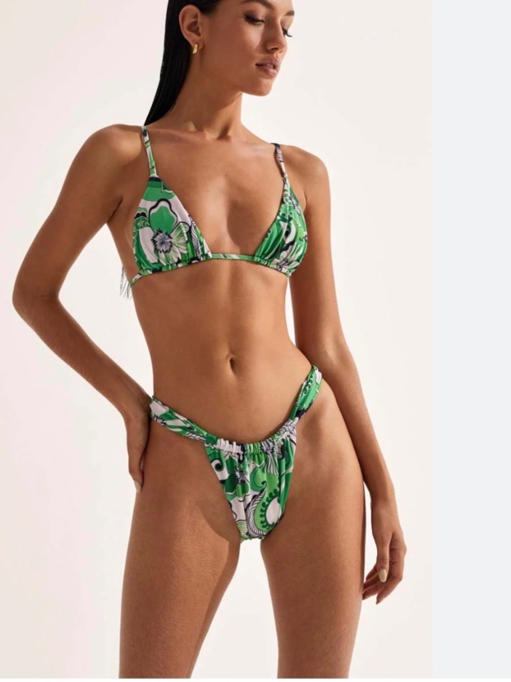 Cin Cin Bikini Set Marina Ruched Bottoms in Fern